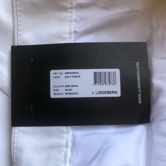 J.Lindeberg White Golf Pants Flat Front Straight Leg Men's Size 34/32" NWT - Picture 12 of 15